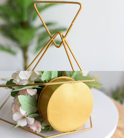 Bulk 1 Pc Metal Geometric Flower Stand Gold Plated Hanging Vase for Wedding Home Office Centerpiece Decor Wholesale