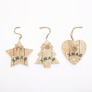 LED Five-Pointed Star and Heart Shape Christmas Ornaments with Bells and Bows, Bulk Holiday Tree Decorations