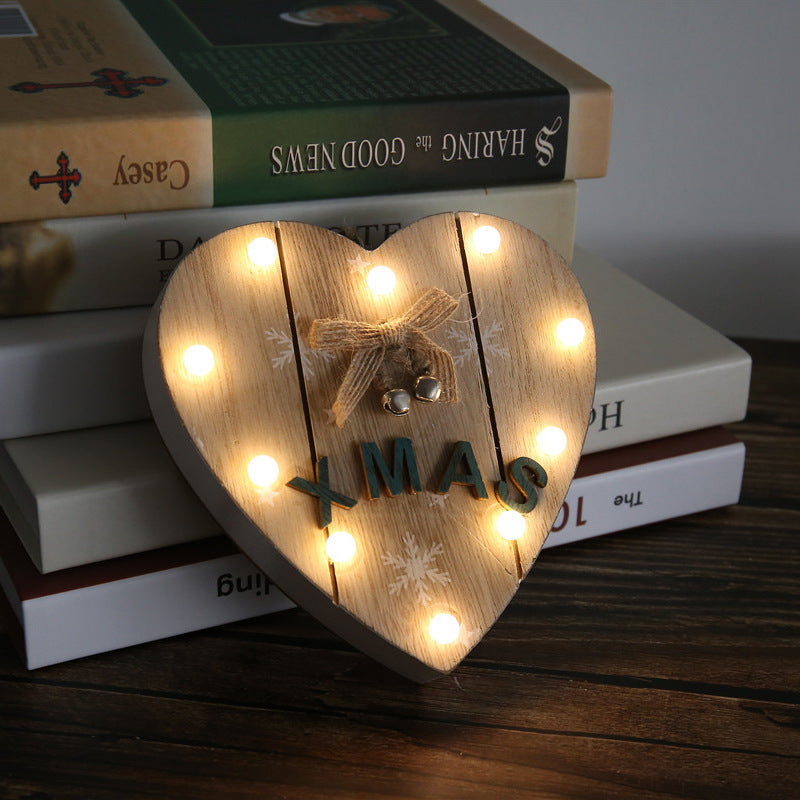 LED Five-Pointed Star and Heart Shape Christmas Ornaments with Bells and Bows, Bulk Holiday Tree Decorations