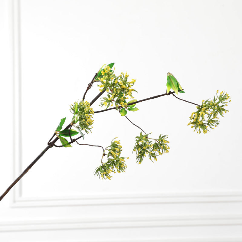Artificial Cherry Blossom Branches 22 Inch 10 Pcs Green Silk Snow Cherry Tree Stems for Home Decor