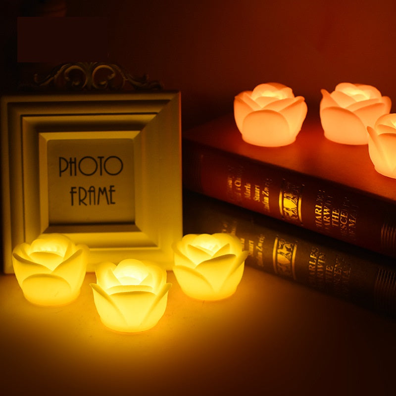 Bulk 2 Pcs Flameless LED Light Rose Candles for Wedding Valentines Day Wholesale