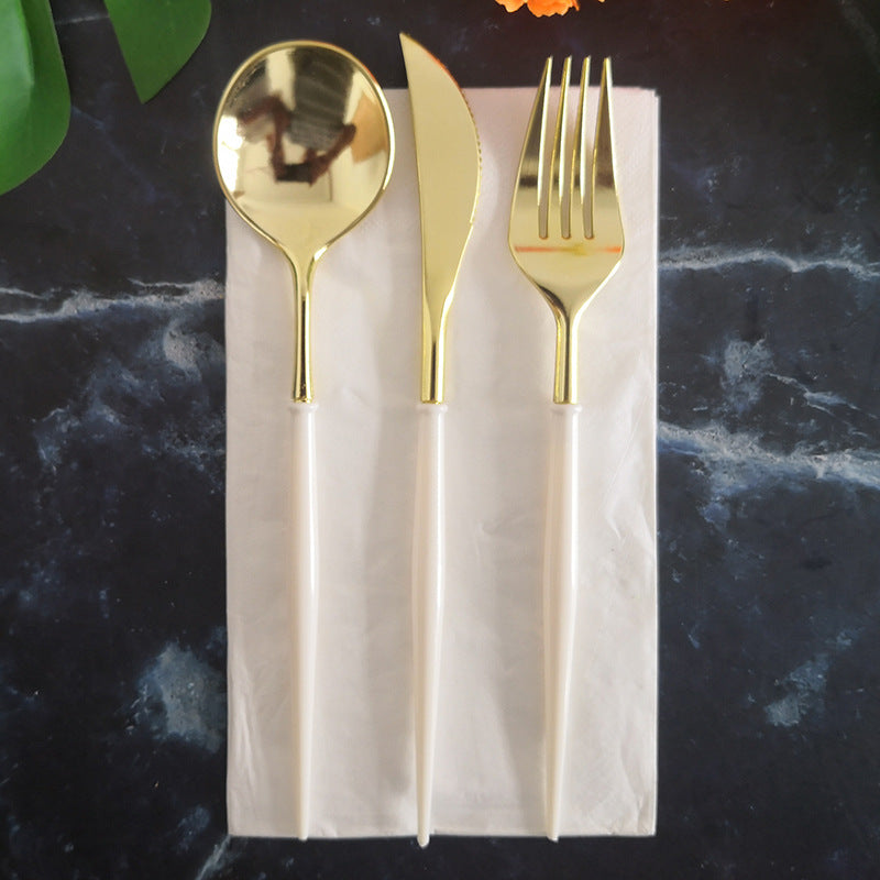 Bulk 3 Pcs Disposable Silverware Set Plastic Forks Spoons Knives Set for Party Wholesale