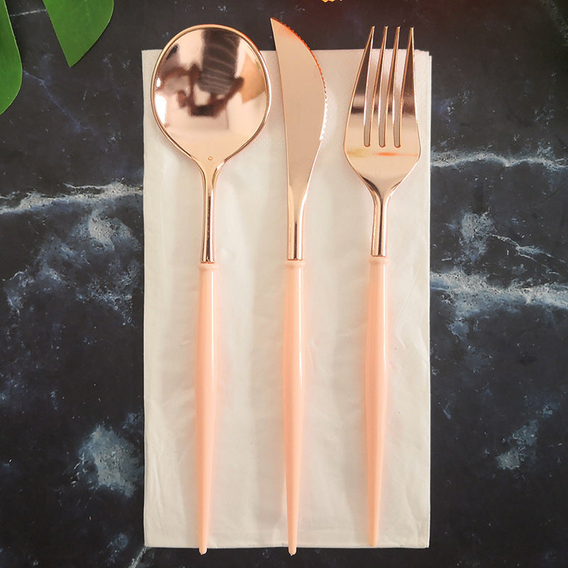 Bulk 3 Pcs Disposable Silverware Set Plastic Forks Spoons Knives Set for Party Wholesale