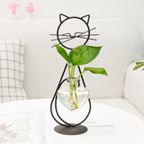 Bulk 1pc Heart-shape Glass Vase with Cat Shape Metal Stand for Home Garden Wedding Decoration Home Decor Wholesale