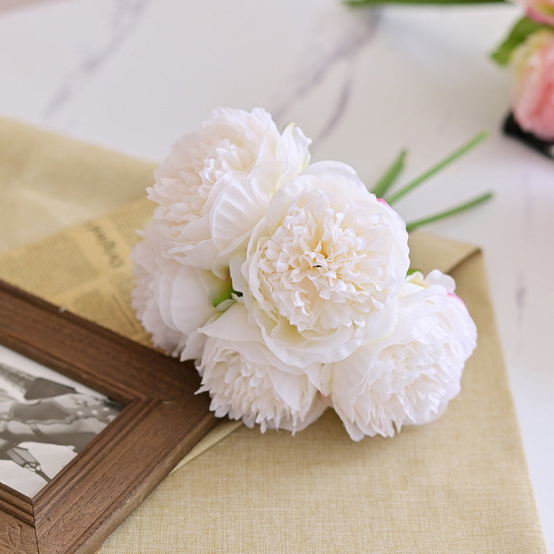 11.8 Inch Artificial Silk Peonies Bouquet, 10 Pcs Faux Peony Flowers Bulk Wholesale