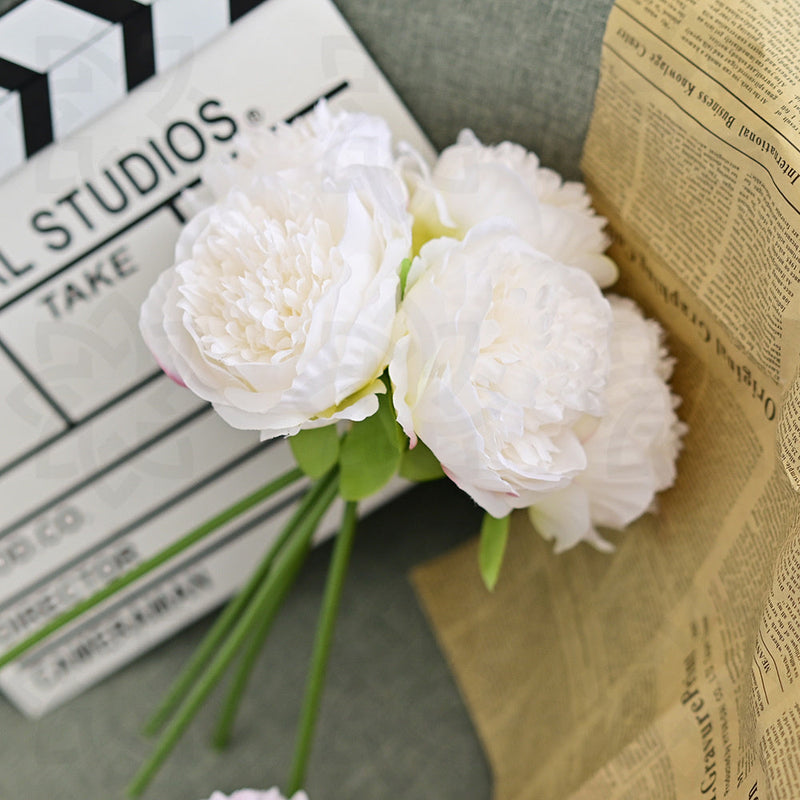 11.8 Inch Artificial Silk Peonies Bouquet, 10 Pcs Faux Peony Flowers Bulk Wholesale