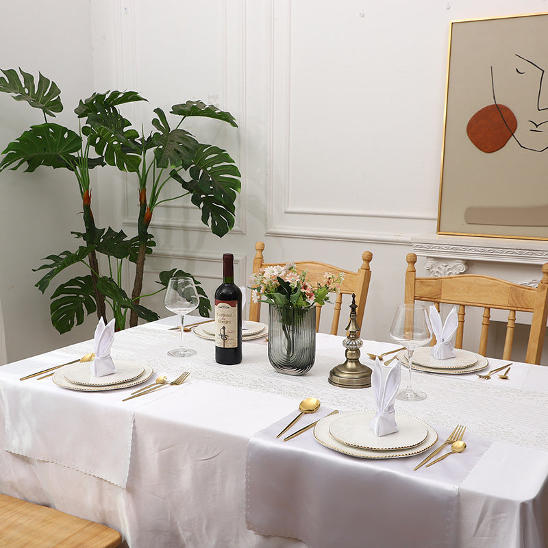 Bulk 2 pcs Satin Hollow Lace Napkins Restaurant Wedding Party Dinner Decoration Wholesale