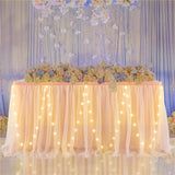 Bulk 3 Pcs Lace Ribbon LED Table Skirt Suitable for Wedding Parties Family Gatherings Night Parties Table Decorations Wholesale