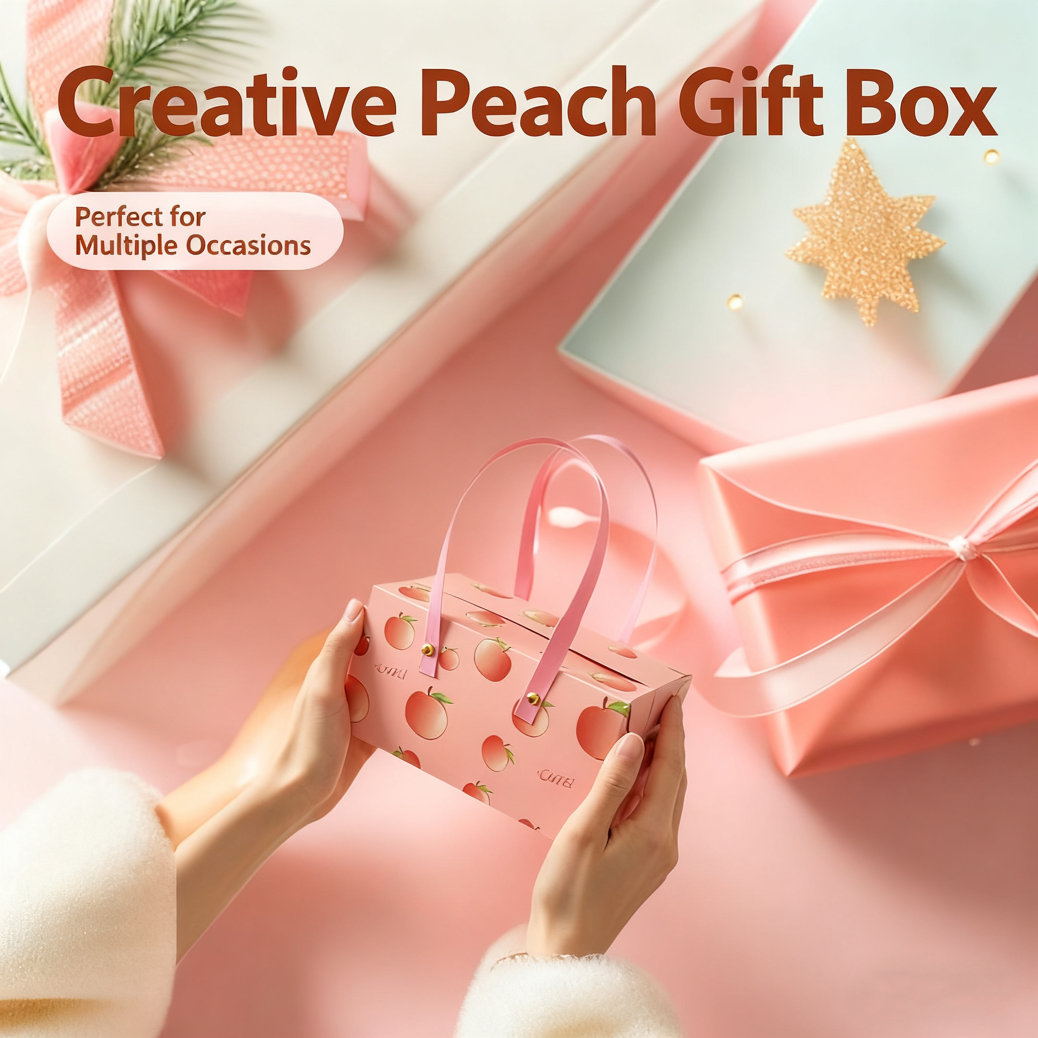 Bridesmaid & Groomsman Wedding Favor Box - Peachy Design Handheld Gift Box (2 Sizes)