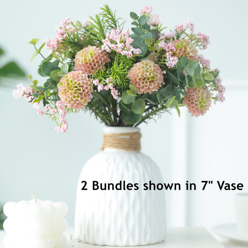 2 Bundles 11.4 Inch Artificial Ball Mum Bouquet Floral Arrangement for Wedding Table Centerpieces