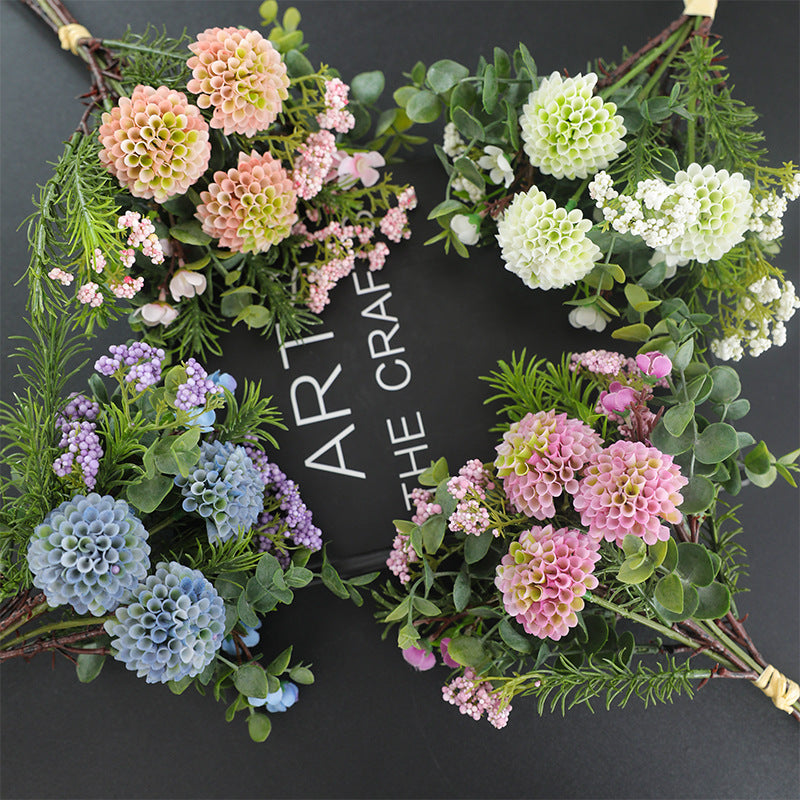 2 Bundles 11.4 Inch Artificial Ball Mum Bouquet Floral Arrangement for Wedding Table Centerpieces
