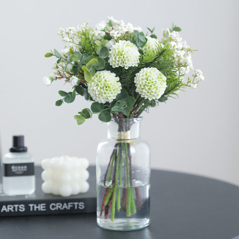 2 Bundles 11.4 Inch Artificial Ball Mum Bouquet Floral Arrangement for Wedding Table Centerpieces