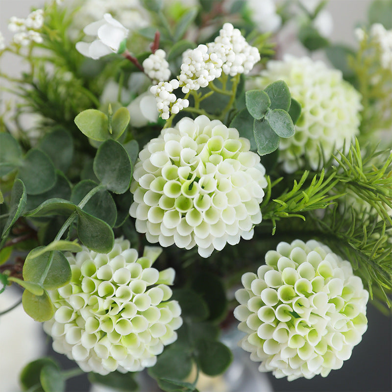 2 Bundles 11.4 Inch Artificial Ball Mum Bouquet Floral Arrangement for Wedding Table Centerpieces
