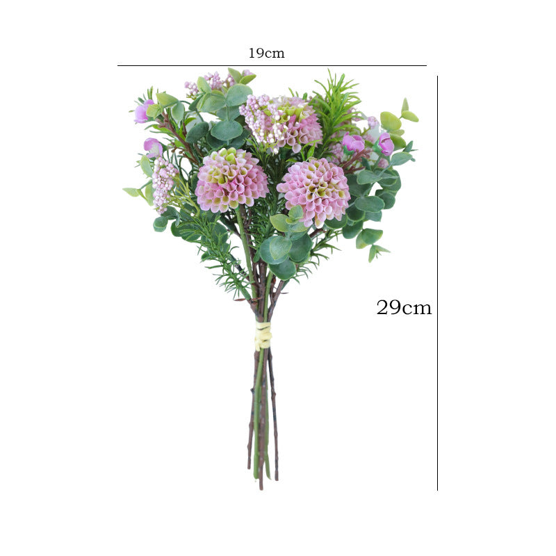 2 Bundles 11.4 Inch Artificial Ball Mum Bouquet Floral Arrangement for Wedding Table Centerpieces