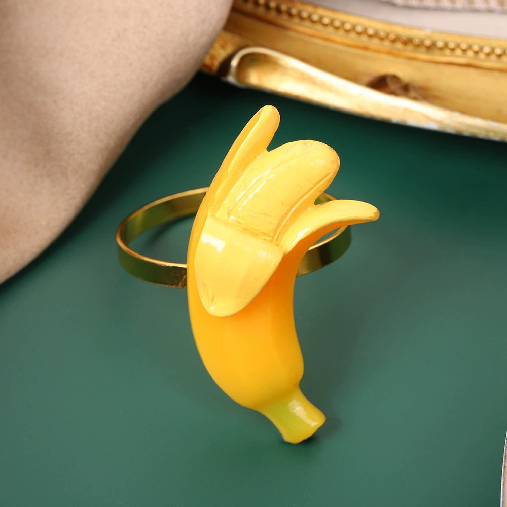 12-Pack Fake Fruit Napkin Rings (Lemon, Banana & More) – Table Setting Decor for Dinners & Parties