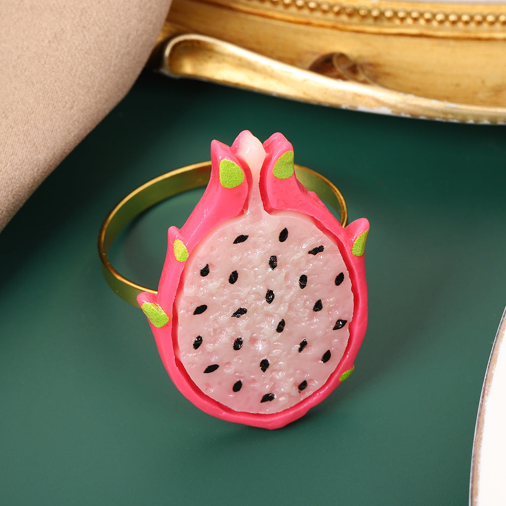 12-Pack Fake Fruit Napkin Rings (Lemon, Banana & More) – Table Setting Decor for Dinners & Parties