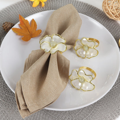 12 - Pack Gold - Rimmed Acrylic Flower Napkin Rings