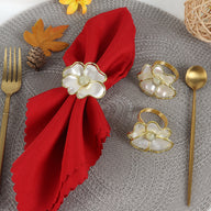 12 - Pack Gold - Rimmed Acrylic Flower Napkin Rings