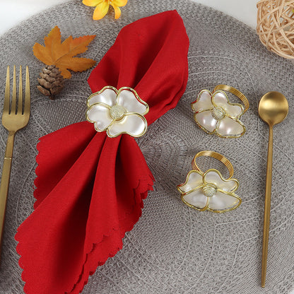 12 - Pack Gold - Rimmed Acrylic Flower Napkin Rings