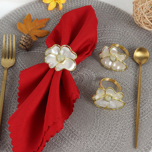 12 - Pack Gold - Rimmed Acrylic Flower Napkin Rings