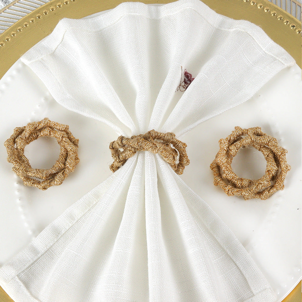 12 -Pack Handmade Jute Napkin Rings with 3 - Ring Design