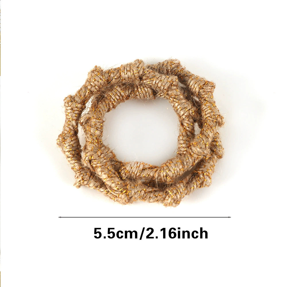 12 -Pack Handmade Jute Napkin Rings with 3 - Ring Design