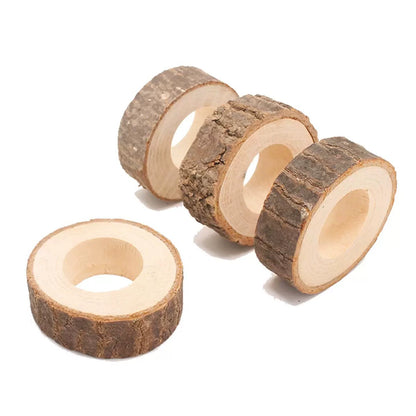 12 - Pack Rustic Wooden Napkin Rings, Ideal for Wedding Table Decor