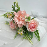 12.6 Inches Artificial Flower Bouquet: Rose, Dahlia & Chamomile Mix
