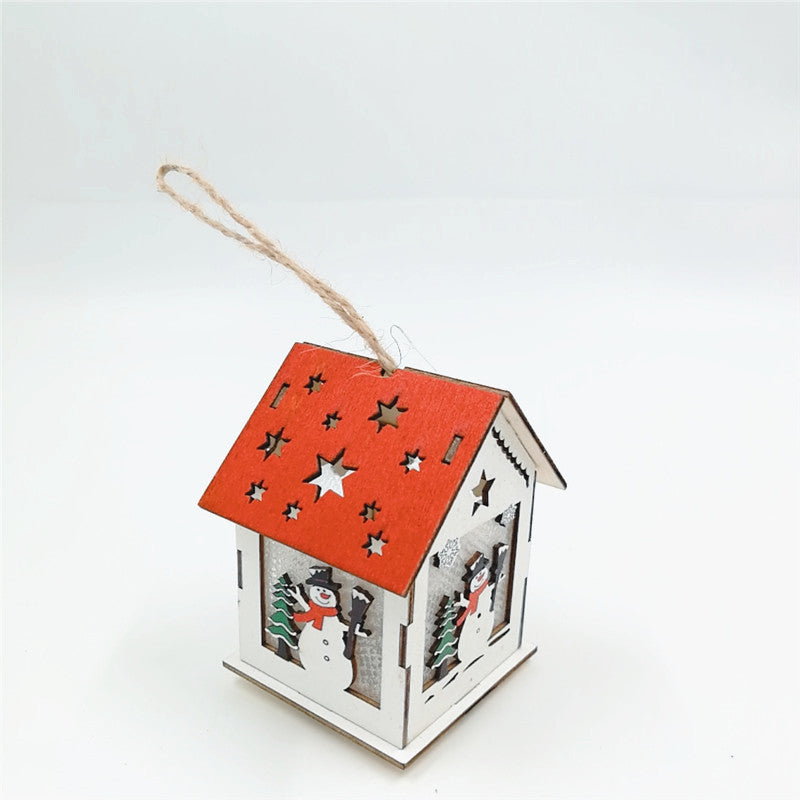 Wooden Christmas Hanging Ornaments 6 Pcs Santa Claus Snowman Deer Tree Pendants for Xmas Party Decorations