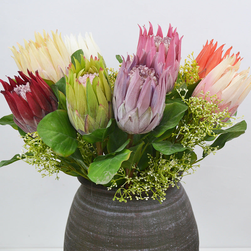 Single Stem Artificial Protea Flower, 26", Silk-Like Fabric, Perfect for Weddings, Home Decor, and Events