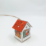 Wooden Christmas Hanging Ornaments 6 Pcs Santa Claus Snowman Deer Tree Pendants for Xmas Party Decorations