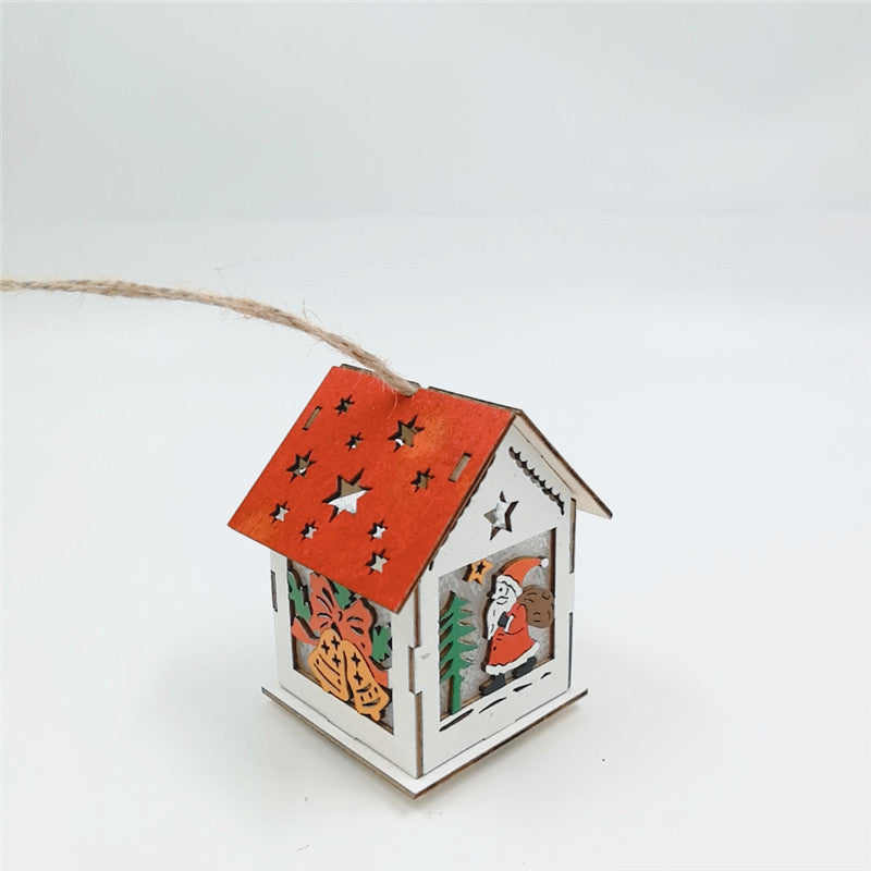 Wooden Christmas Hanging Ornaments 6 Pcs Santa Claus Snowman Deer Tree Pendants for Xmas Party Decorations