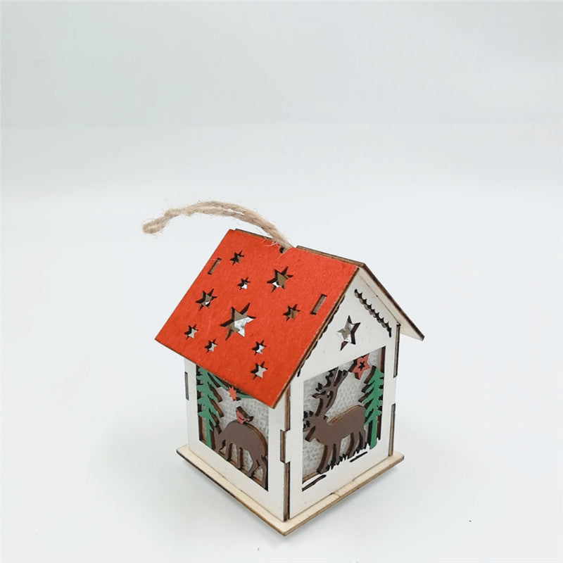 Wooden Christmas Hanging Ornaments 6 Pcs Santa Claus Snowman Deer Tree Pendants for Xmas Party Decorations