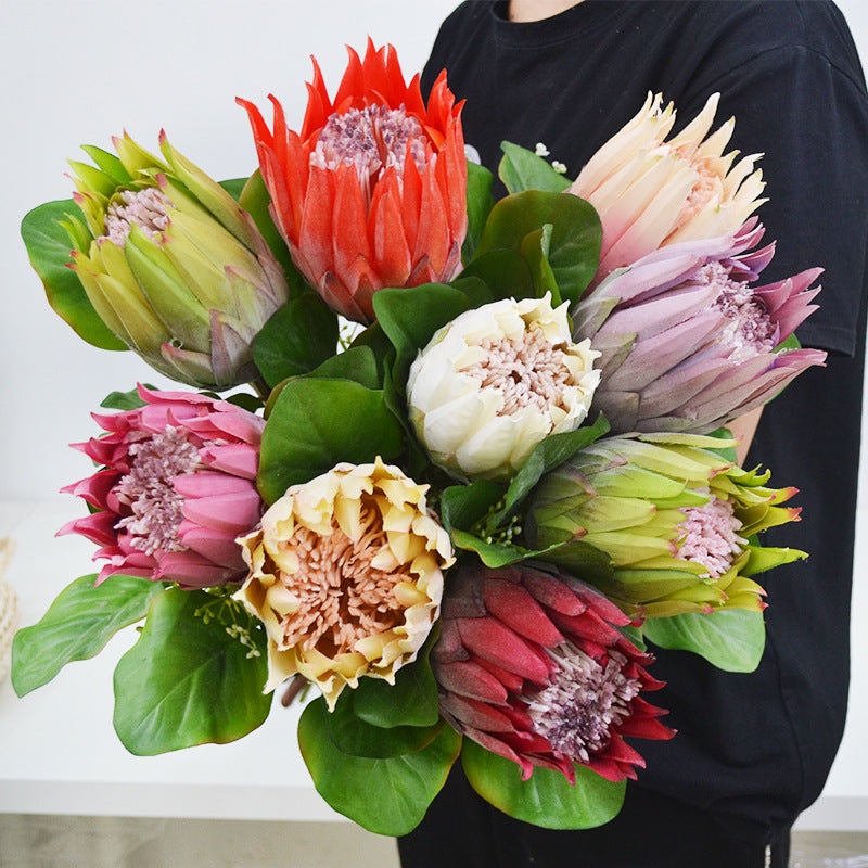Single Stem Artificial Protea Flower, 26", Silk-Like Fabric, Perfect for Weddings, Home Decor, and Events