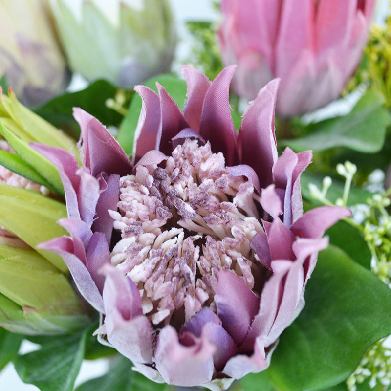 Single Stem Artificial Protea Flower, 26", Silk-Like Fabric, Perfect for Weddings, Home Decor, and Events