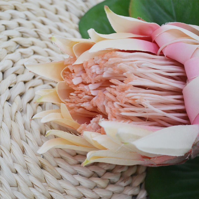 Single Stem Artificial Protea Flower, 26", Silk-Like Fabric, Perfect for Weddings, Home Decor, and Events