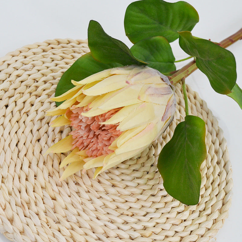 Single Stem Artificial Protea Flower, 26", Silk-Like Fabric, Perfect for Weddings, Home Decor, and Events