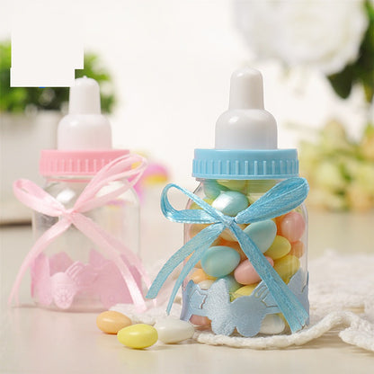 Bulk 12 Pack 3.5" Clear Baby Bottle Candy Gift Boxes for Baby Shower Party Favor Boxes Wholesale