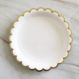 Bulk 8 Pcs Disposable Scalloped Paper Plates with Gold Foil Decorative Paper Plates for Cake Dessert Party Supplies Wholesale