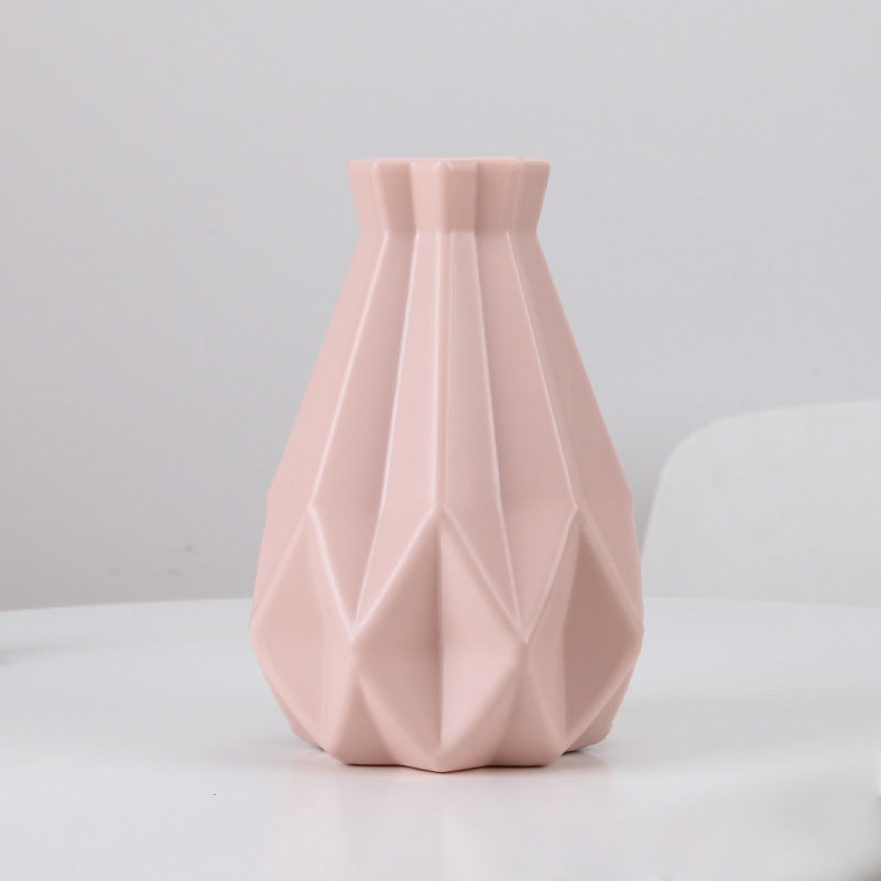 Bulk 2 Pcs Imitation Ceramic Plastic Vase Geometric Flower Vase for wedding Party Home Desktop Center Vase Wholesale