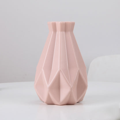 Bulk 2 Pcs Imitation Ceramic Plastic Vase Geometric Flower Vase for wedding Party Home Desktop Center Vase Wholesale