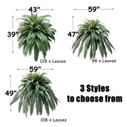 Artificial Fern Plants 10 Pcs Large UV Resistant Outdoor Silk Ferns Realistic Green Leaves