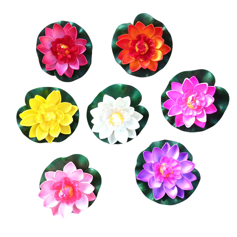 14 Pcs Artificial Floating Lotus Flowers with Water Lily Pads, Bulk Silk Floral Decor
