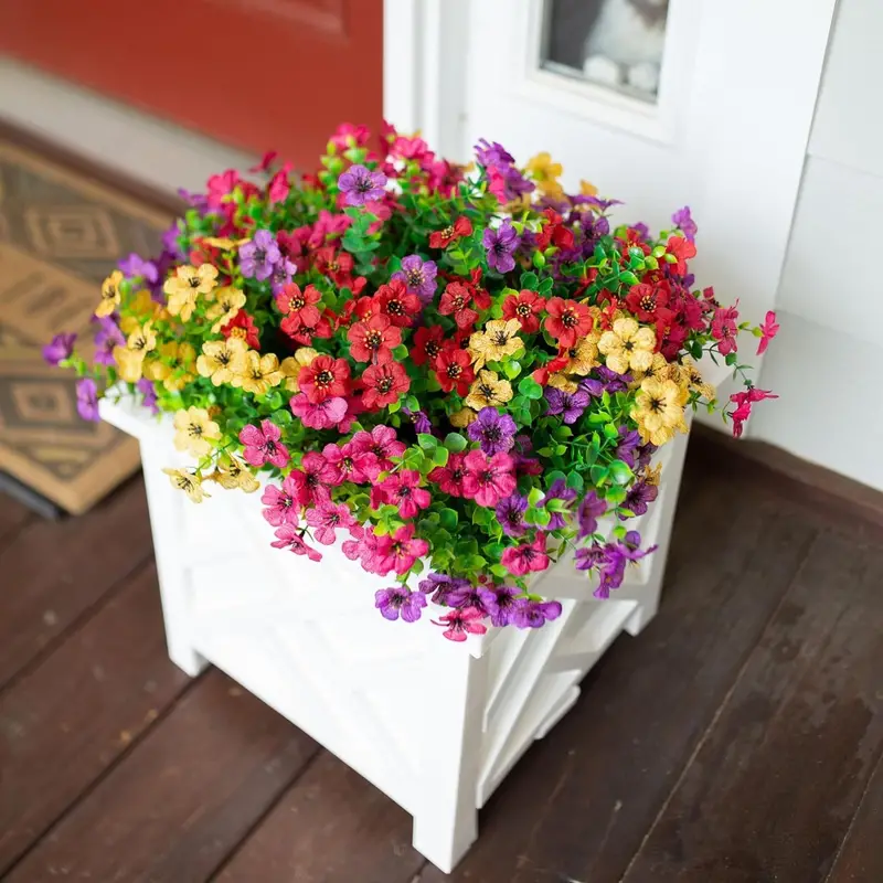 20 Bundles Artificial Flowers for Outdoor Home Decor, Spring Fall Seasonal, Silk Fake Plants
