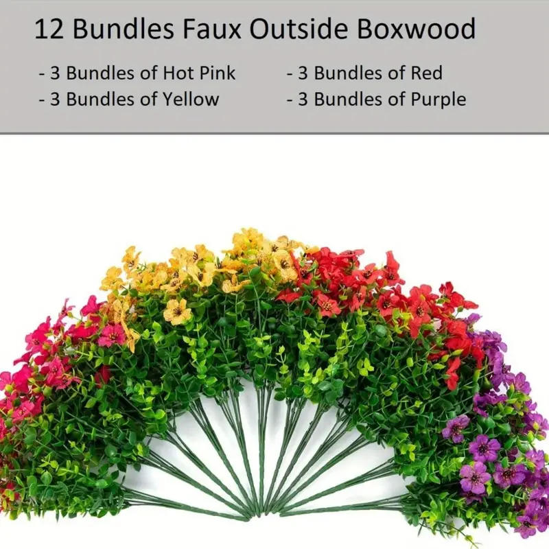 20 Bundles Artificial Flowers for Outdoor Home Decor, Spring Fall Seasonal, Silk Fake Plants