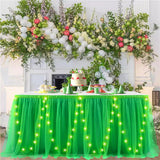 Bulk 3 Pcs Lace Ribbon LED Table Skirt Suitable for Wedding Parties Family Gatherings Night Parties Table Decorations Wholesale