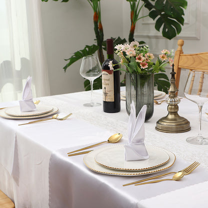Bulk 2 pcs Satin Hollow Lace Napkins Restaurant Wedding Party Dinner Decoration Wholesale