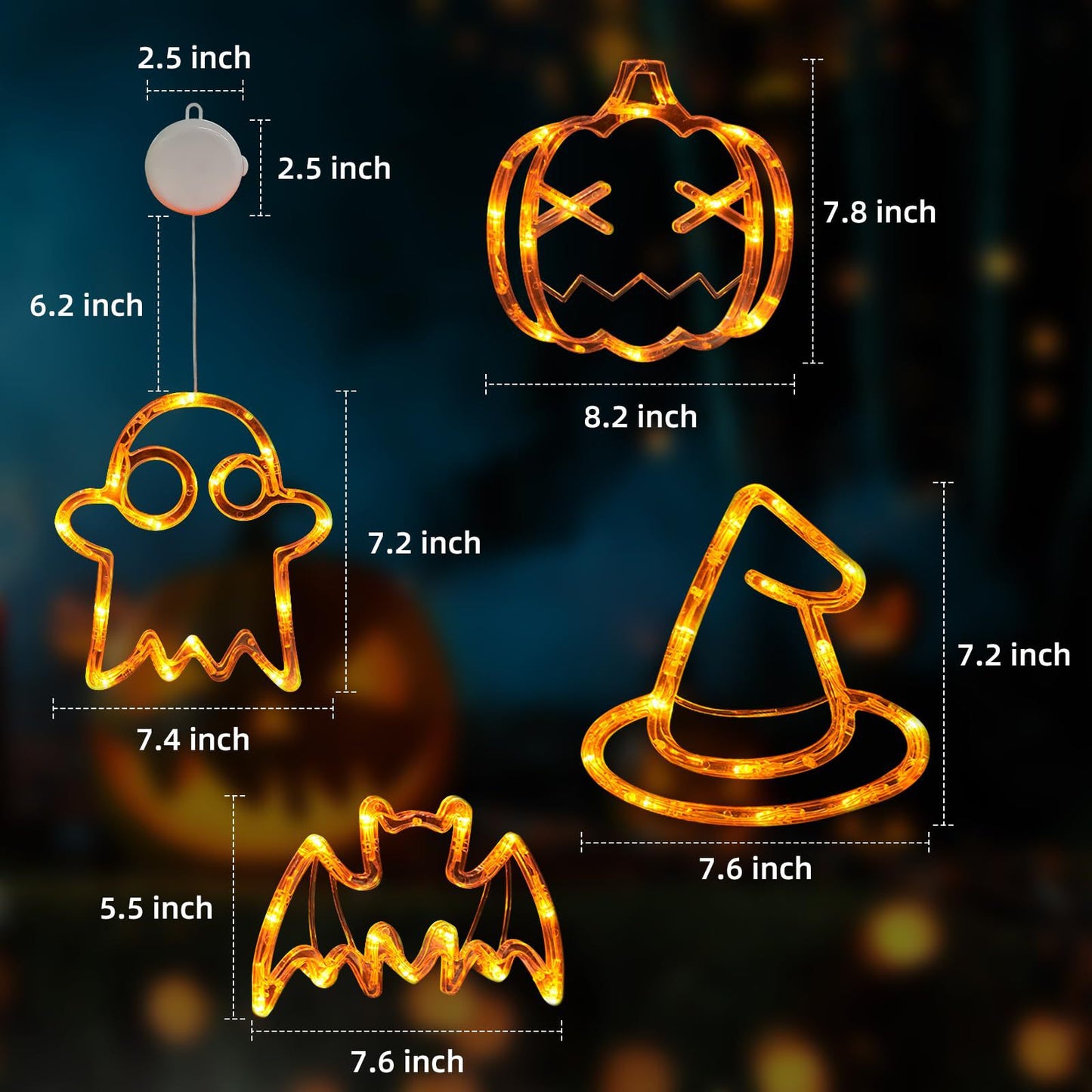 Bulk Halloween Decor LED Pumpkin String Lights with Suction Cups Spooky Ghost Lanterns and Spider Web Hanging Lights Wholesale