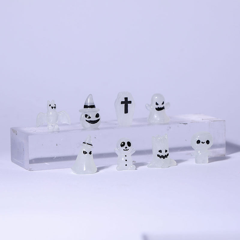 Halloween Decorations Glow-in-the Dark Fairy Garden Statues Miniature Spooky Tree Spirits for Miniature Landscape Decor