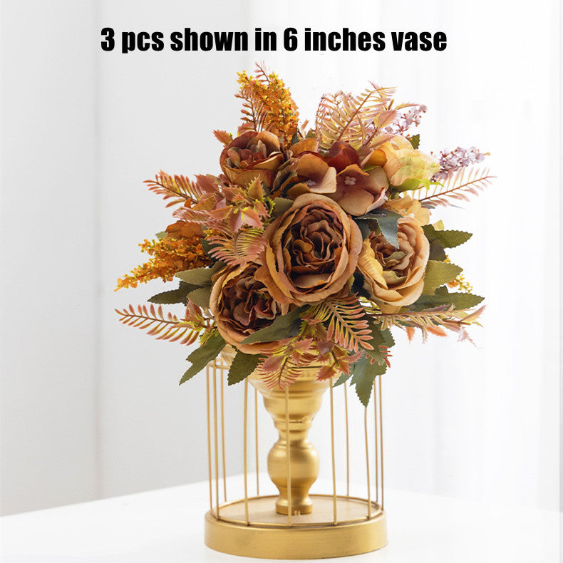12 Inch Artificial Peony Bush Bouquet, 10 Pcs Small Silk Flowers for Autumn Winter Floral Arrangements